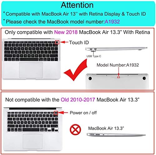 [תואם ל- MacBook Air חדש 13 אינץ 'עם תצוגת רשתית ומזהה מגע] כיסוי מארז קשיח בגוף מלא - נקודה פולקה